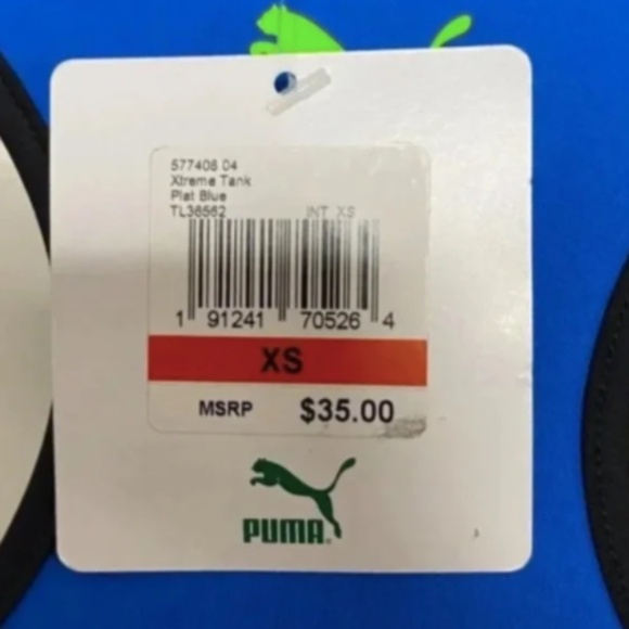 NWT PUMA Activewear Xtreme Crop Top Colorblock Blue & Green Size XS - Picture 5 of 5